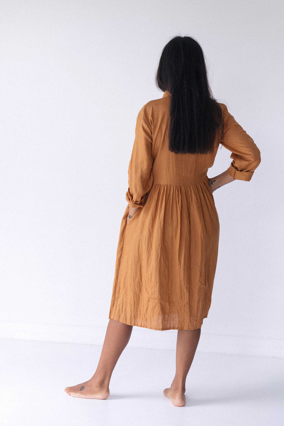 Becky Linen Dress | Caramel