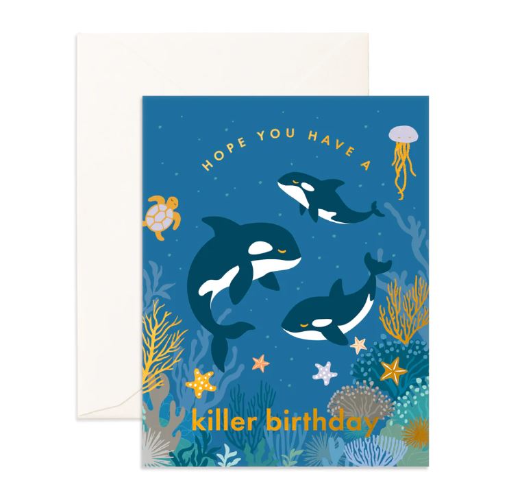 Birthday Killer Whales | Greeting Card