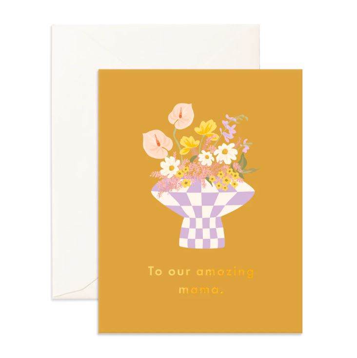 Amazing Mama Check Vase | Greeting Card