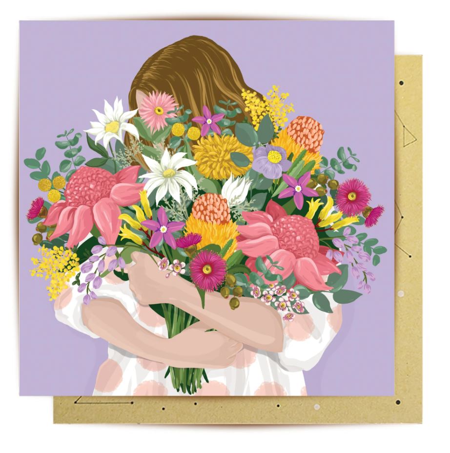 Bouquet Hug Greeting Cards