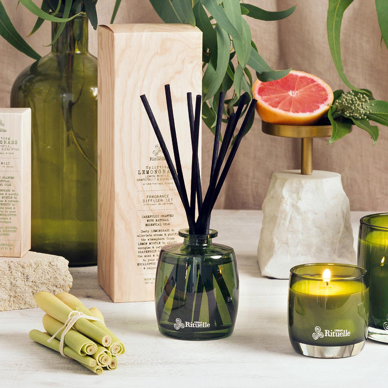 Fragrance Diffuser Set | 220ml | Lemongrass, Lemon Myrtle, Grapefruit &amp; Eucalyptus