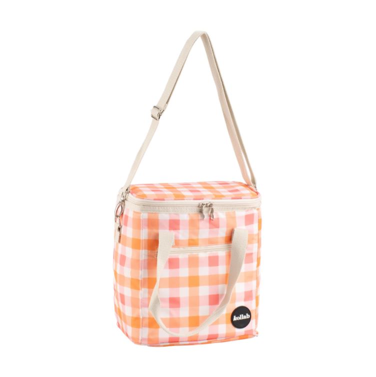 Watermelon Peach Check Mini Cooler