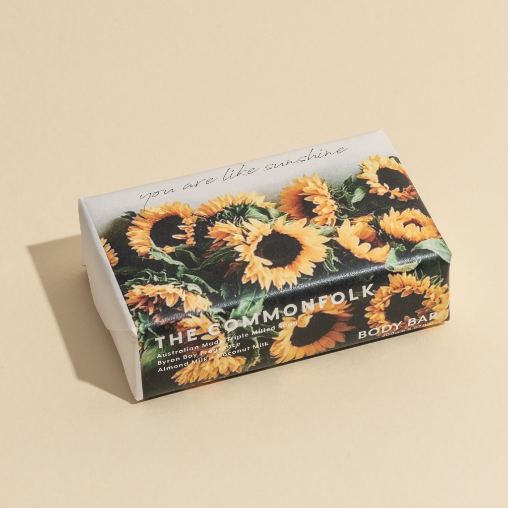 Body Bar Soap With Sunflower Print
