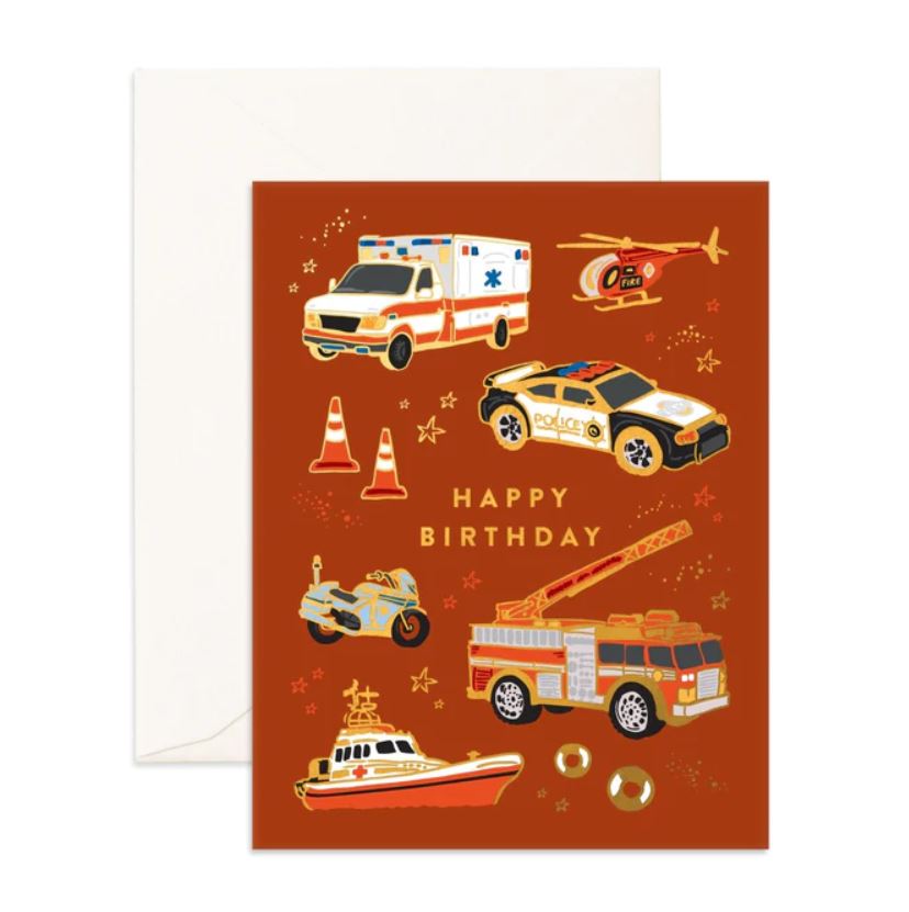 Birthday Emergency Vehicles | Greeting Card