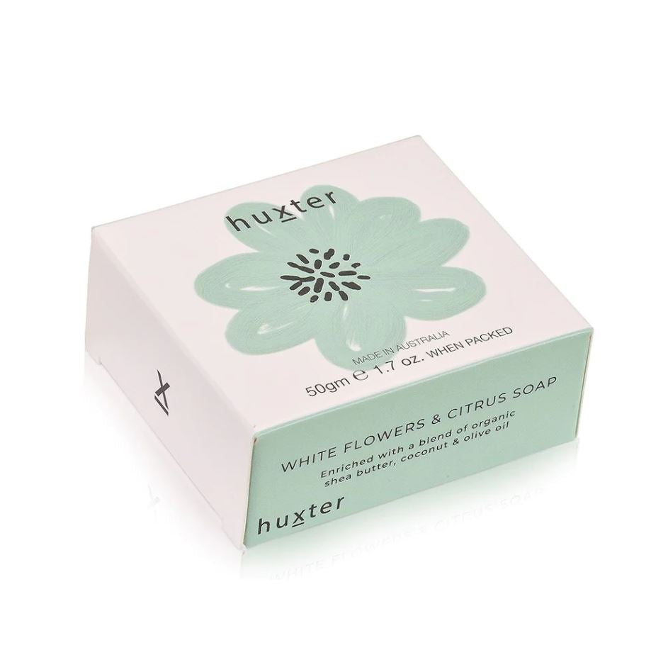 Mini Boxed Guest Soap 50gm | Pale Green Flower